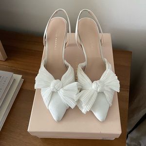 Loeffler Randall Sylvana pearl white heels - perfect for bride - wedding shoes